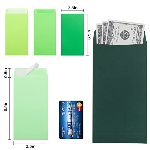 100 Pack Gradient Green Cash Envelopes Self Adhesive 6.7X3.5 Inch 120 Gsm, Fit For Envelope Money Saving Challenge, Money Envelopes For Cash, Budgeting, Tips, Check, Coin & Tickets (Greenery-100) #TOP6