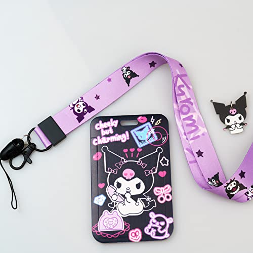 Cartoon Lanyard Id Holder Kawaii Cat Key Card Cute Badge Holder With Lanyards For Girls Women Gift (Purple) #TOP5