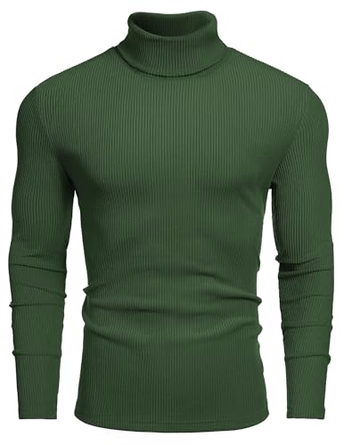 Image of COOFANDY Men's Ribbed Turtleneck Sweater Casual Basic Long Sleeve Knitted Pullover Sweater