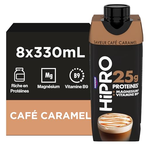 Hipro - Boisson protéinée goût caramel café - 330ml - Lot de 8x330ml