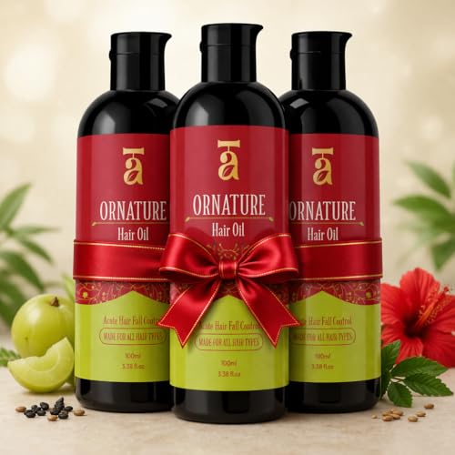 Image of Ornature Herbal Hair Oil Combo Natural Ayurvedic Oil Growt Fall Control & Scalp Nourishment Enriched with Herbal Ingredients Stronger Healthier & Shinier Hair Suitable All Types Men & Women (Pack of 3)