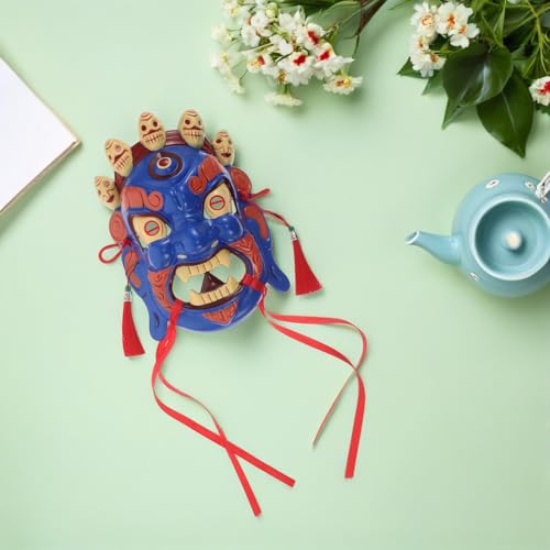 Masque de Spectacle Traditionnel Tibétain sculpté pour l'opéra - 6
