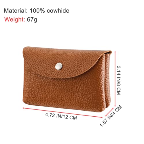 Genuine Leather Mini Change Wallet, Multifunction Zipper Pocket Key Credit Card Headset Lipstick Organizer (Brown)2