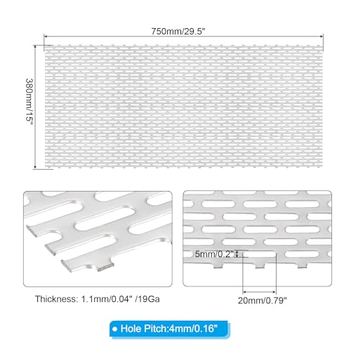 Tôle métallique perforée PATIKIL 29.5"x15" en acier inoxydable 304 pour aération