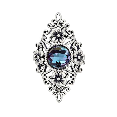 QKABTI June Birthstone Ring for Women, Lab-Created Alexandrite Sterling Silver