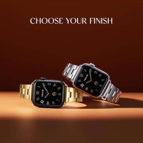 Image of Missair Halo Band Compatible with Apple watch Bands for Women - Metal 316L Stainless Steel Adjustable Bracelet Straps for iWatch Series 11 /10 /9 /8 /7 /6 /5 /4 /3 SE & Ultra (38mm 40mm 41mm 42mm 44mm /45mm 49mm) - with Tools for Daily Wear