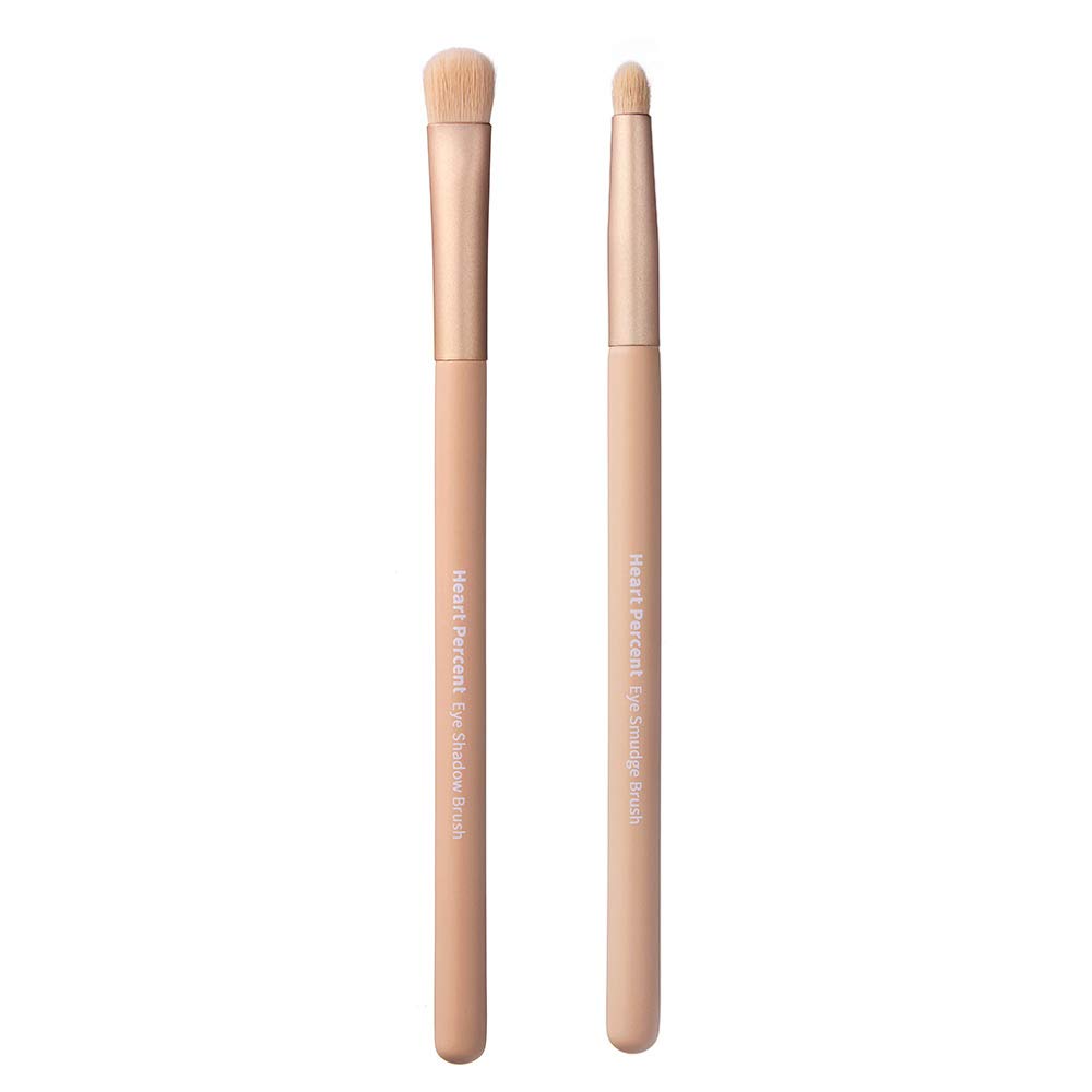 Heart Percent Eye Brush Duo Set of 2 Faux Fur Pink Makeup Brushes 5.8in