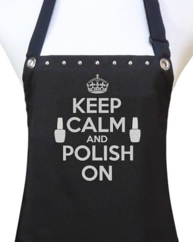 Trendy Salon Aprons Polyurethane Waterproof Nail Tech Manicurist Apron, Keep Calm Polish On