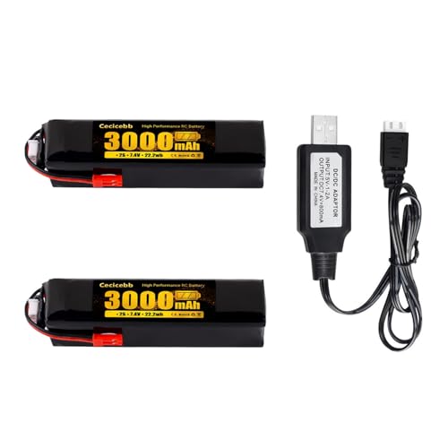 Cecicebb X9D Plus 7.4V 3000mAh 2S LiPo Battery (2 Pack)