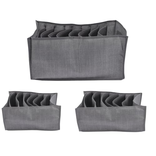 Tofficu Organizador de Cajones para Ropa de 3 Piezas, Multiusos 7 y 9 Rejillas, Material Seguro para Armario y Dormitorio, Caja Organizadora para Jeans, Suéteres y Prendas Variadas