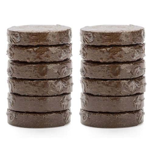 The Cat Ladies 12er Pack Erdscheiben Kokoserde - 12x Anzuchterde mit Kokosfaser - 12er Set Erde mit Kokosfasern für Pflanzen - Zimmerpflanzenerde Kokosfasererde - 12x Kokos Erde