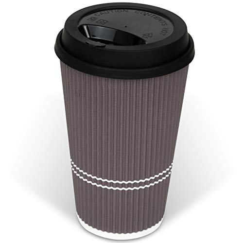 Glowcoast Disposable Coffee Cups With Lids - 16 oz To Go Coffee Cup (80 Pack). Large Travel Cups Hold Shape With Hot and Cold Drinks, No Leaks! Insulated Ripple Cups Protect Hands, No Sleeves needed. - Thumbnail 6