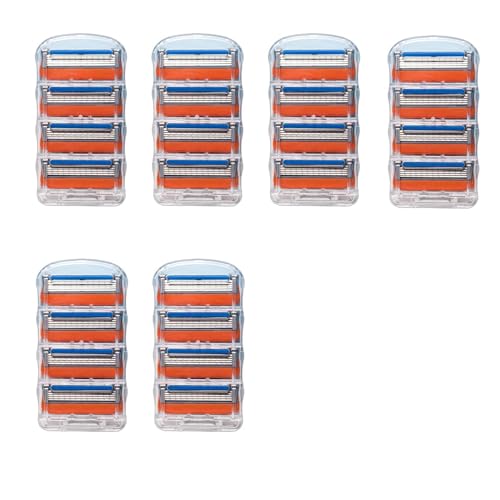 Cyberwork 24 Piezzi di Lame Compatibili con il Rasoio Gillette Fusion 5, Lame di Ricambio per Rasoi a Umido da Uomo, Ideali per Pulire la Barba e i Pelos Corporei