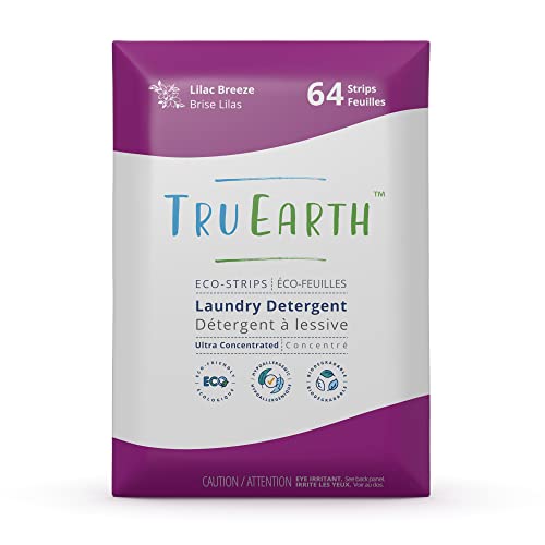 Tru Earth Hypoallergenic, Eco-friendly & Biodegradable Plastic-Free Laundry Detergent Sheets/Eco-Strips for Sensitive Skin, 64 Count (Up to 128 Loads), Lilac Breeze