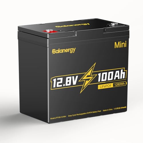 12V 100Ah LiFePO4 Battery Mini size Rechargeable Lithium Batteries with 15000+Deep Cycles Low-Temp Protection 1280Wh 100A BMS Perfect for RV Home Energy Storage Trolling Motors Solar Off-Grid