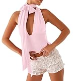 Photo Gallery kigrad donne y2k sexy scollo a v profondo crop halter top con sciarpa lunga coquette self bow tie up open back tank cami, rosa, s Photo Gallery kigrad donne y2k sexy scollo a v profondo crop halter top con sciarpa lunga coquette self bow tie up open back tank cami, rosa, s