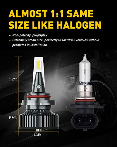 Image of AUXITO 9005 Bulbs, Mini Sized, CanBus Ready, 50,000 Lumens 900% Brighter, Beam Adjustable 9005 HB3 Light Bulb, 6500K Xenon White, Pack of 2