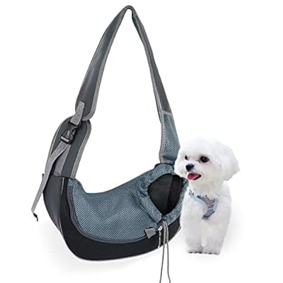 Pet Dog Sling Carrier Breathable Mesh Pet Sling Carrier Adjustable Soft Padded Strap Dog Sling Carrier Comfy Hand Free Mesh bag for Outdoor Travel, Shopping, Walking, Vet Visit (Small)