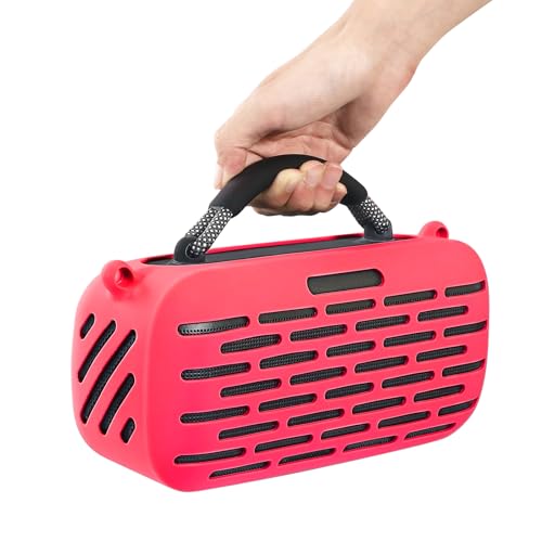 JOYSOG Soundlink Maxケース、Bose SoundLink MaxポータブルBluetoothスピーカー用シリコンケースカバー ショルダーストラップ付き保護キャリーケースバッグ(レッド)