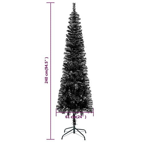VidaXL Albero di Natale Sottile Nero 240 cm
