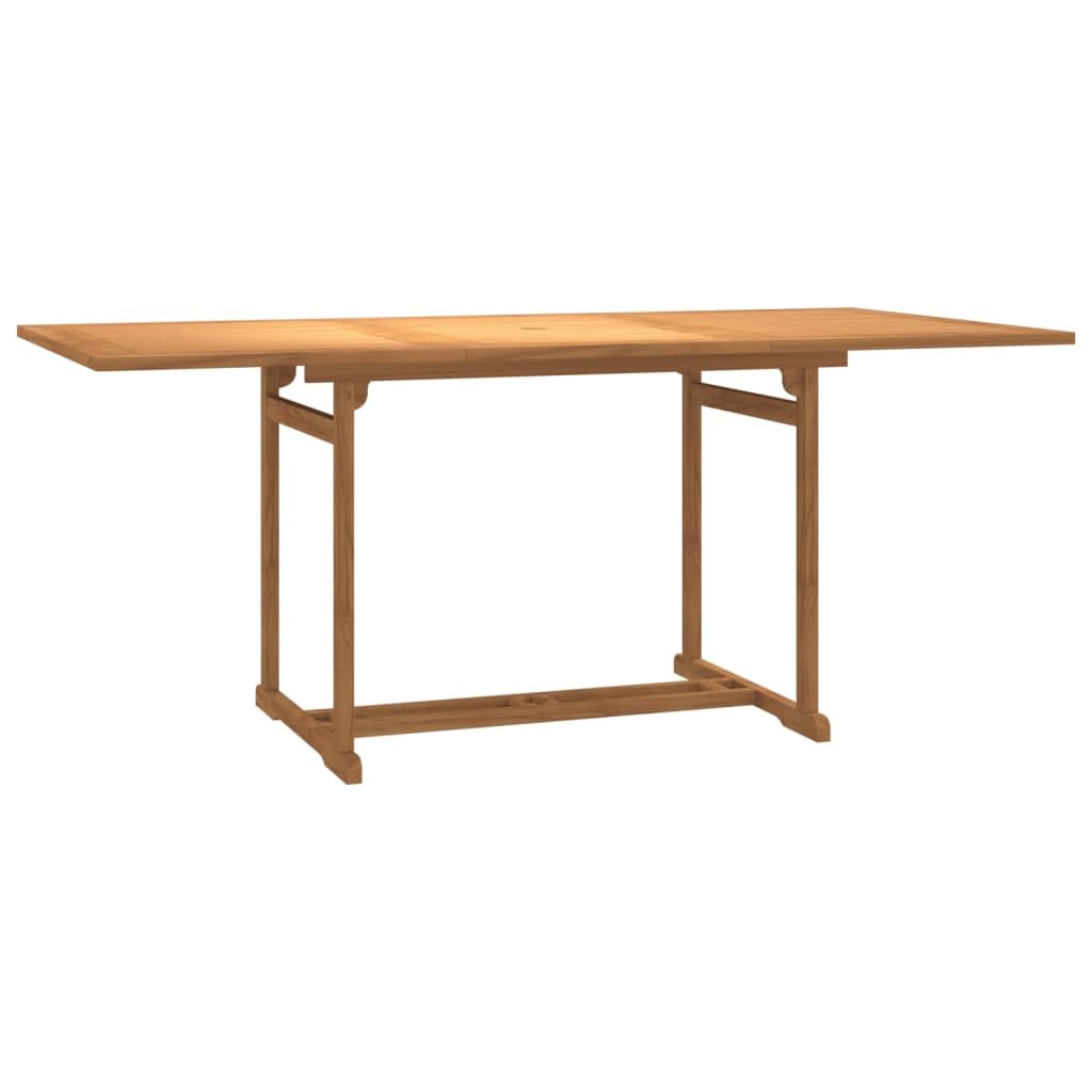 Set di mobili da giardino in teak massiccio, 180 x 90 cm, 6 sedie pieghevoli, schienale regolabile, robusto e moderno, per terrazza, balcone e giardino d'inverno