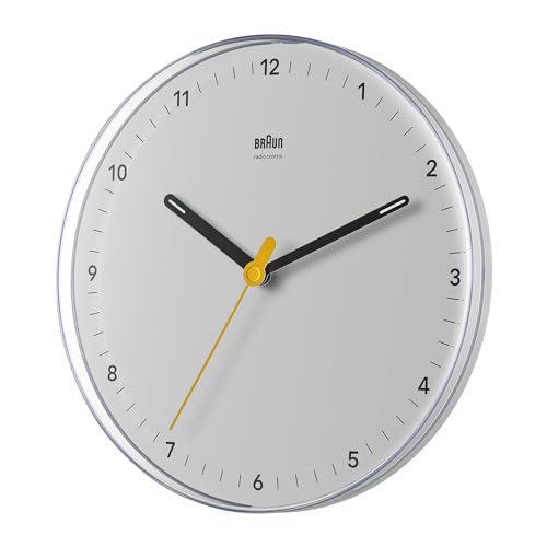 Image of Braun Classic Analogue Wall Clock with Silent Sweeping Quartz Movement - BC26W, Plastic, white