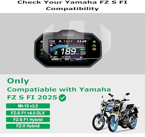 Image of OHAYO Digital Meter Screen Protector for Yamaha FZ-S Fi Hybrid, FZ-X Hybrid & MT-15 Version 2.0 (2025) | 4.2 Inch TFT Display Protection Film | 9H Hardness | Scratch Resistant | Water Repellent | HD Clear | Bubble-Free | Flexible Military Tough Film | Instrument Cluster Protection