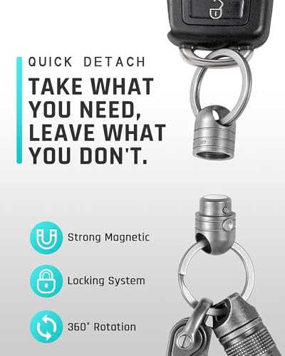 image for TISUR Titanium Quick Release Keychain, Retractable Key Chain Detachabl