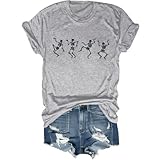 camicia scheletro danzante scheletri danza maglietta halloween scheletro danza della morte macabro top, grigio, m