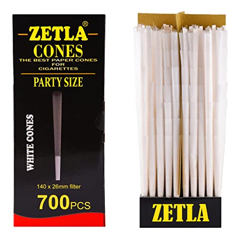 Zetla 700 - Cones Party Size - Cone Pre Roule (140 x 26 mm) - Joint Cones King Size - Pre Rolled Papers - Blunt Feuille a Rouler Cover