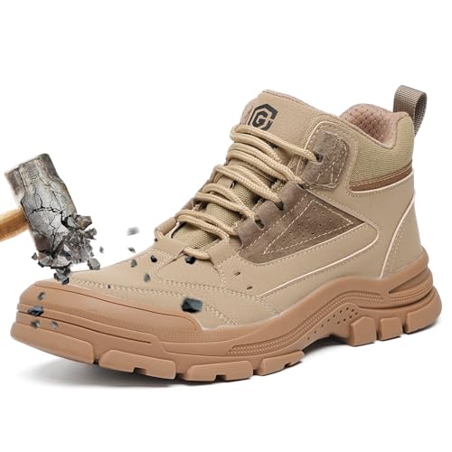 GIWONET Steel Toe Boots for Men Women – Indestructibl Lightweight Work Boots Steel Toe Safety Shoes Slip Resistant High Top Construction Shoes for Industrial Outdoor Work botas de trabajo para hombre