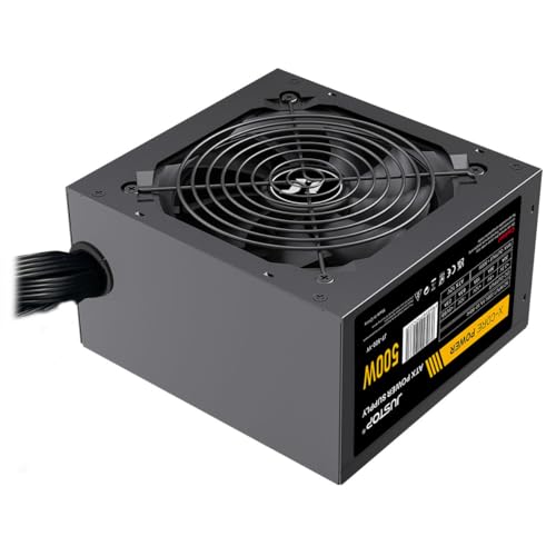 JUSTOP Black ATX 500W PSU, Switching Power Supply, Computer Desktop PC, 120mm Fan, 4+4-Pin 12V, 6x SATA