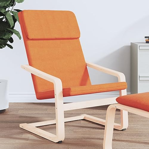YunCangg Fauteuil relax en tissu jaune foncé avec rembourrage, accoudoir et dossier, fauteuil de salon ergonomique confortable pour salon, coin lecture, bureau et réception, avec cadre en bois de