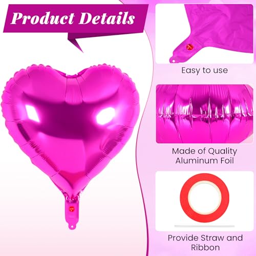 Image of 12 Pcs Colorful Heart Balloons,18 Inch Heart Foil Balloons Love Balloon Valentine Balloon for Birthday Party Wedding Engagement Party Baby Shower Valentine Day Decorations