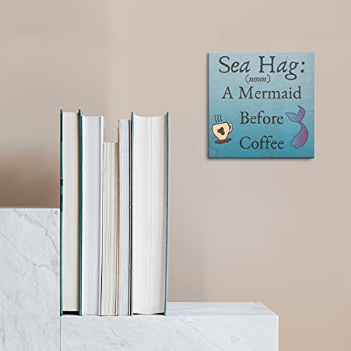 JennyGems Sea Hag A Mermaid Before Coffee – Funny Coffee Sign, Wooden Desk or Wall Decor, Ocean-Inspired Gift - Image 7