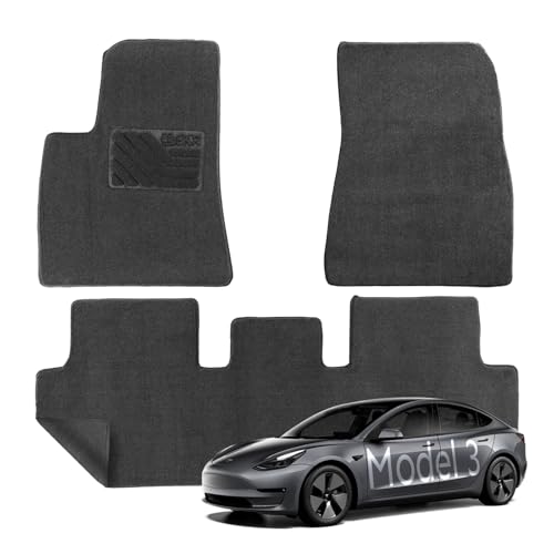 EKR Tapetes de ajuste personalizado para Tesla Model 3 2023-2024, revestimentos de piso antiderrapantes e impermeáveis para todos os tipos de clima (manta preta de secagem rápida)