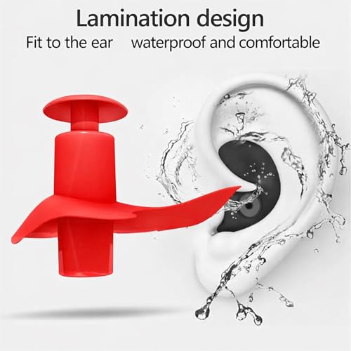 Image of James HealthPlus 1 Pair Earplugs Waterproof Soft Silicone Portable Ear Plugs for Water Sports Swimming with Storage Box (Red)