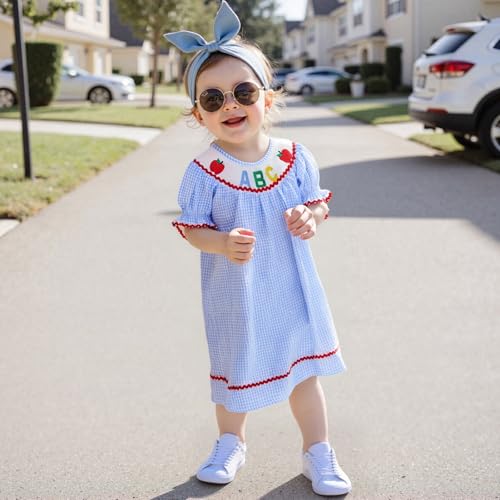 Toddler Little Baby Girl Summer Outfit Smocked Dress Puff Short Sleeve Stripes Dresses Kids Boutique Clothing3