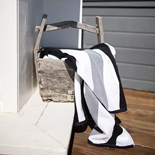 Laguna Beach Textile Co. Striped Cabana Oversized Beach Towel (Black & Gray) #TOP3