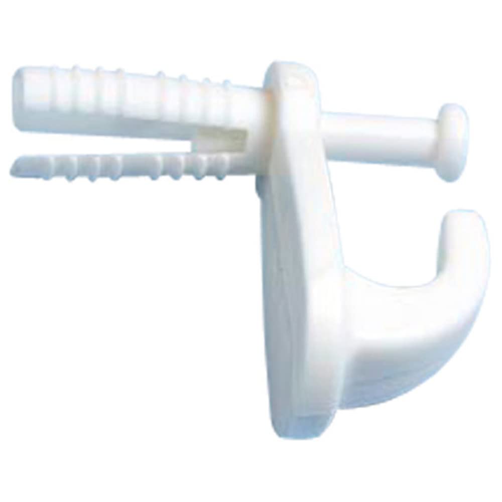 Merriway White Bh05321 (4 Pcs) Plastic Knock-In Hook For Cavity Wall & Hollow Doors - Pack Of 4 Pieces
