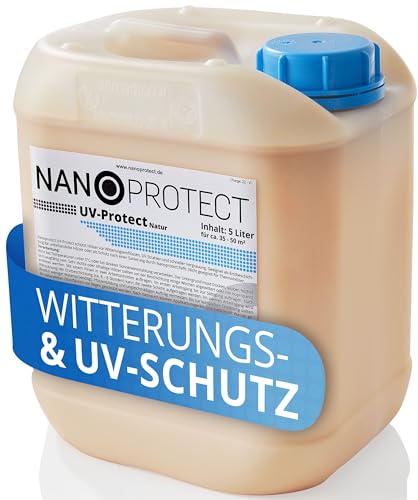 Nanoprotect UV-Protect | Holzöl | UV-Schutz | Witterungsschutz | Langzeitschutz gegen Vergrauung, Austrocknung und Rissbildung | 5 Liter | Natur - unpigmentiert | Für ca. 35-50 m²