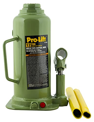 Image of Pro-Lift Welded Bottle Jack 12 Ton - (24,000 Lbs) Capacity Hydraulic Lifting with Side Pump Two-Piece Handle