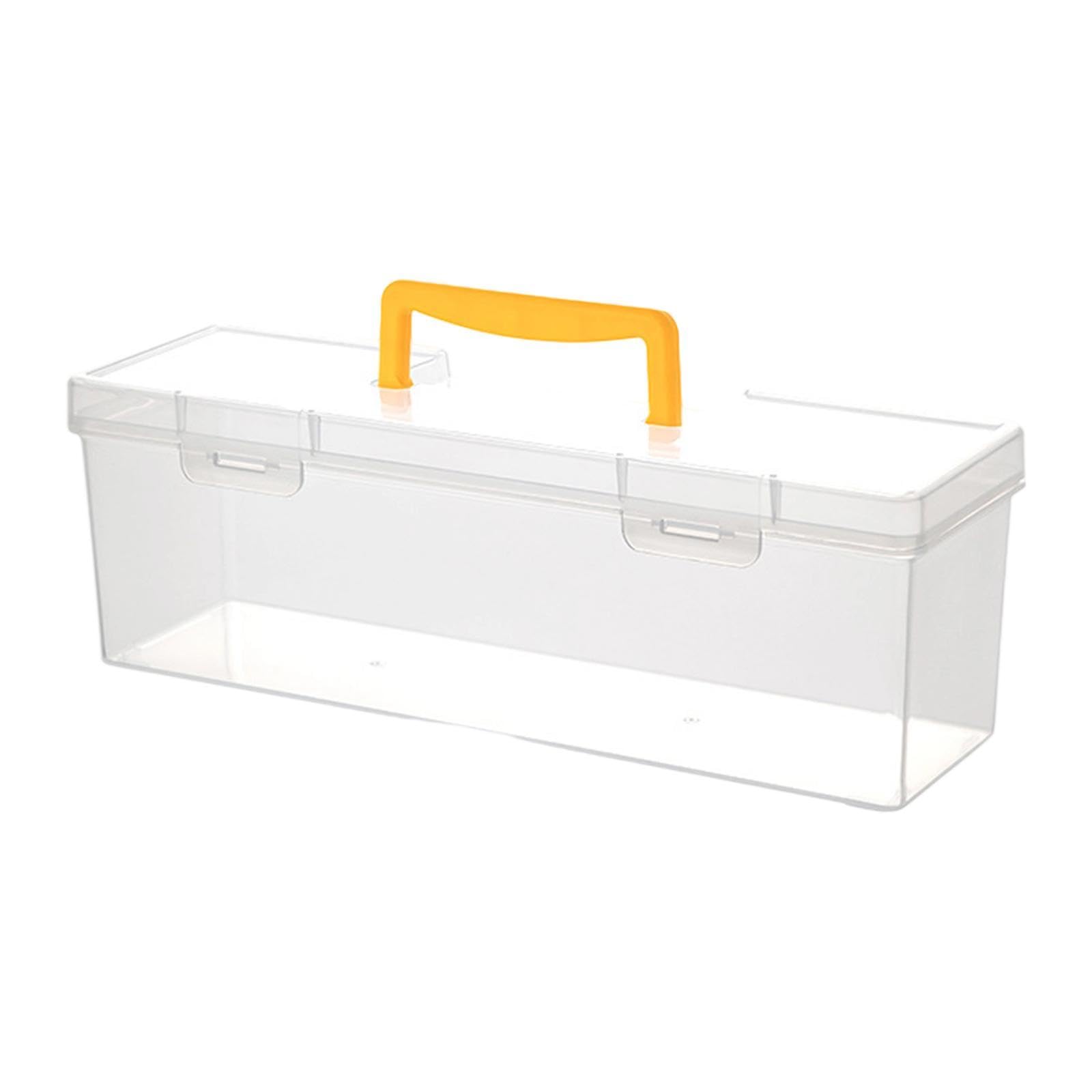 Clear Tool Box with Handle Container Case Carry on Bin Storage Box Organizer Yellow35.8x12x10.8cm|Home & Garden