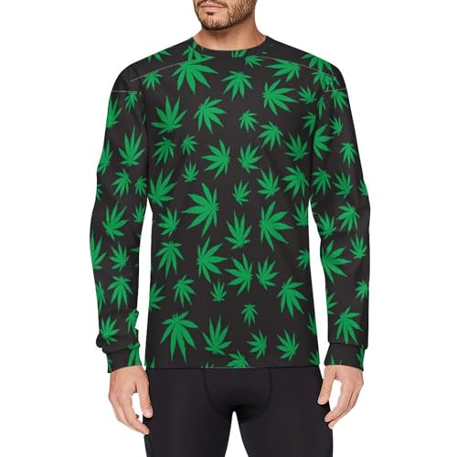 Marijuana Leaf Men's Long Sleeve Cycling Jersey Bike Jerseys with Quick Dry Breathable Fabric 2XL