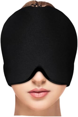 Gorra de gel para aliviar el dolor de cabeza y migraña, máscara de gel para terapia de calor y frío, tapa de 1 libra, envoltura de cabeza de gel
