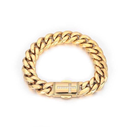 18K Gold Cuban Men's Chain Cross Bracelet West Coast Hip Hop Bracelet Men's Gift for Father, Brother, and Friend