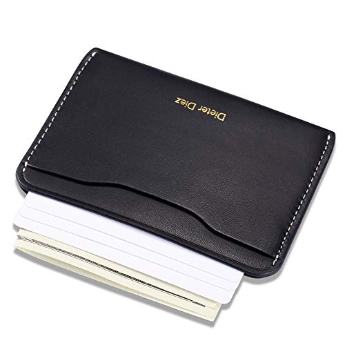 Image of HISCOW Minimalist Thin Bifold Card Holder - Italian Calfskin (Black)