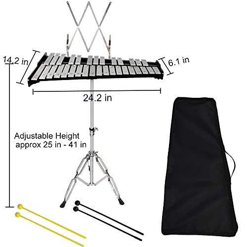 image for ENNBOM 32 Note Black Glockenspiel with Music Sheet Clip Xylophone Inst