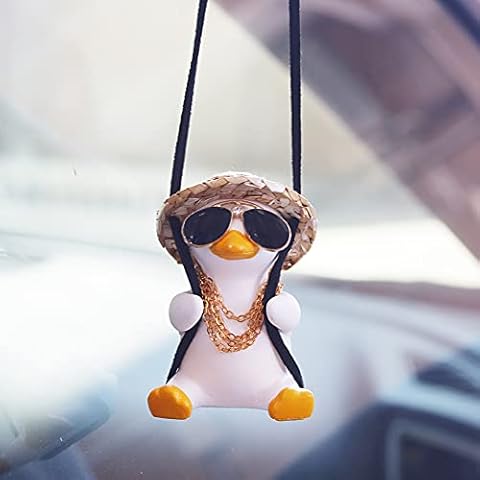 AMIORO Car Mirror Hanging Accessories, Cute Swinging Duck Car Ornament Dashboard Decorations (Mirrors Sunglasses Duck) Cover