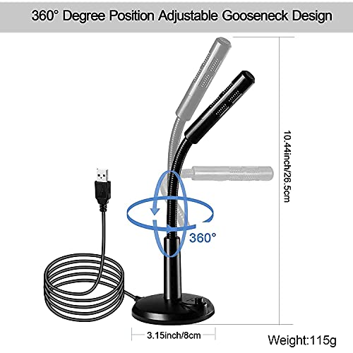 Image of USB Desktop Microphone with Plug & Play USB Connection, Gooseneck Condenser Mic with On /Off Switch & Stable Base for PC, Laptop, Online Meetings, Streaming, Voice Recording